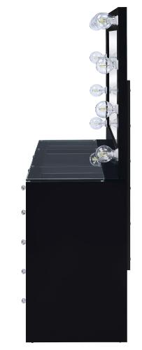 Acena 7-drawer Vanity Set with Lighting Black High Gloss
