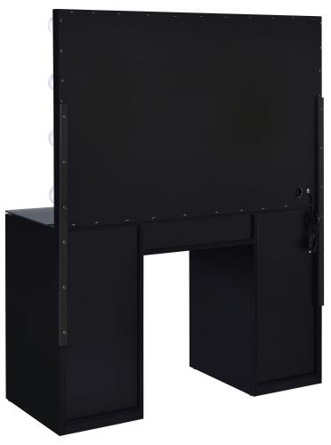 Acena 7-drawer Vanity Set with Lighting Black High Gloss