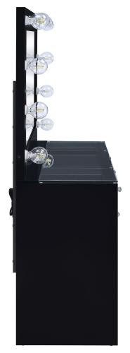 Acena 7-drawer Vanity Set with Lighting Black High Gloss