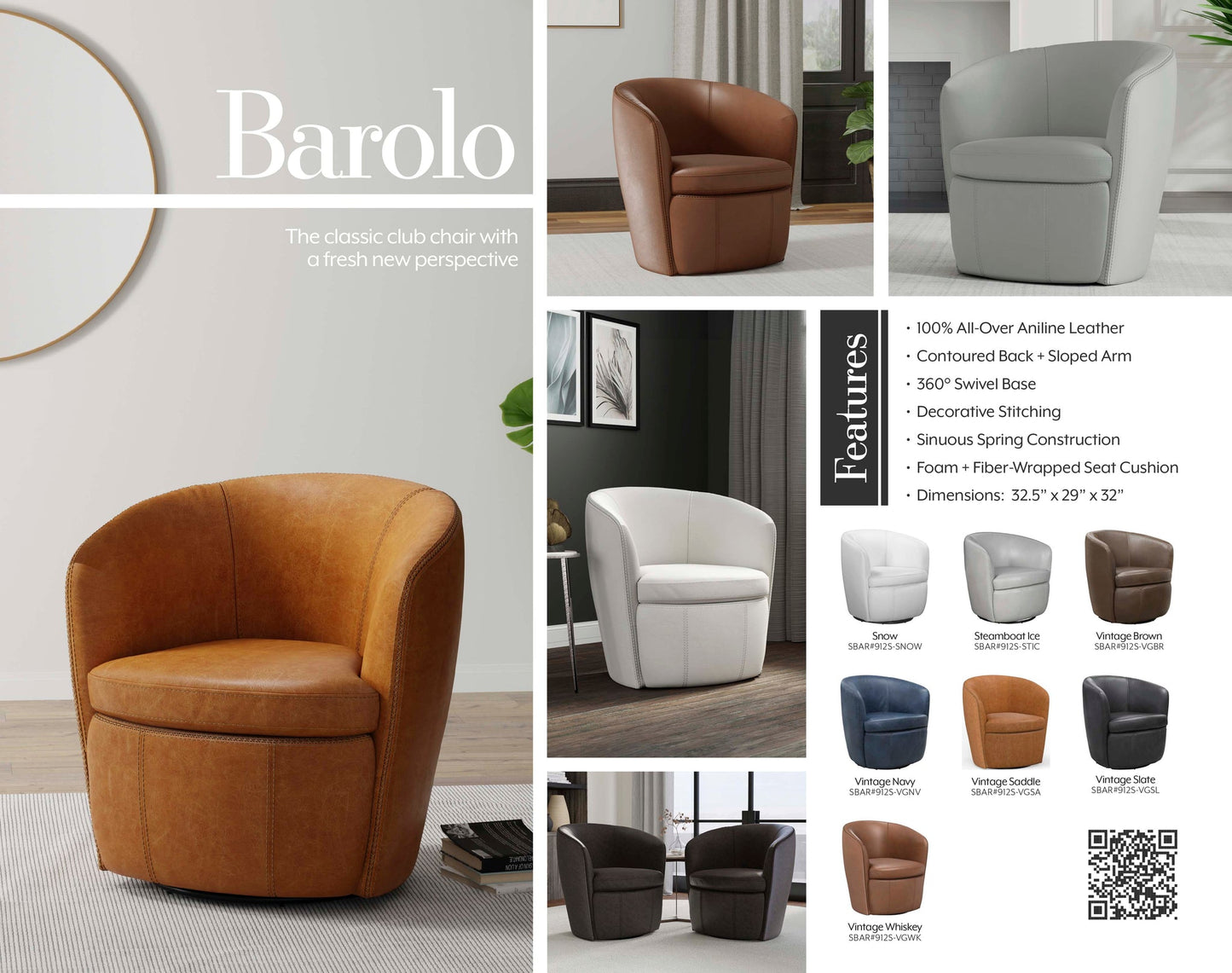 BAROLO - VINTAGE NAVY SWIVEL CLUB CHAIR