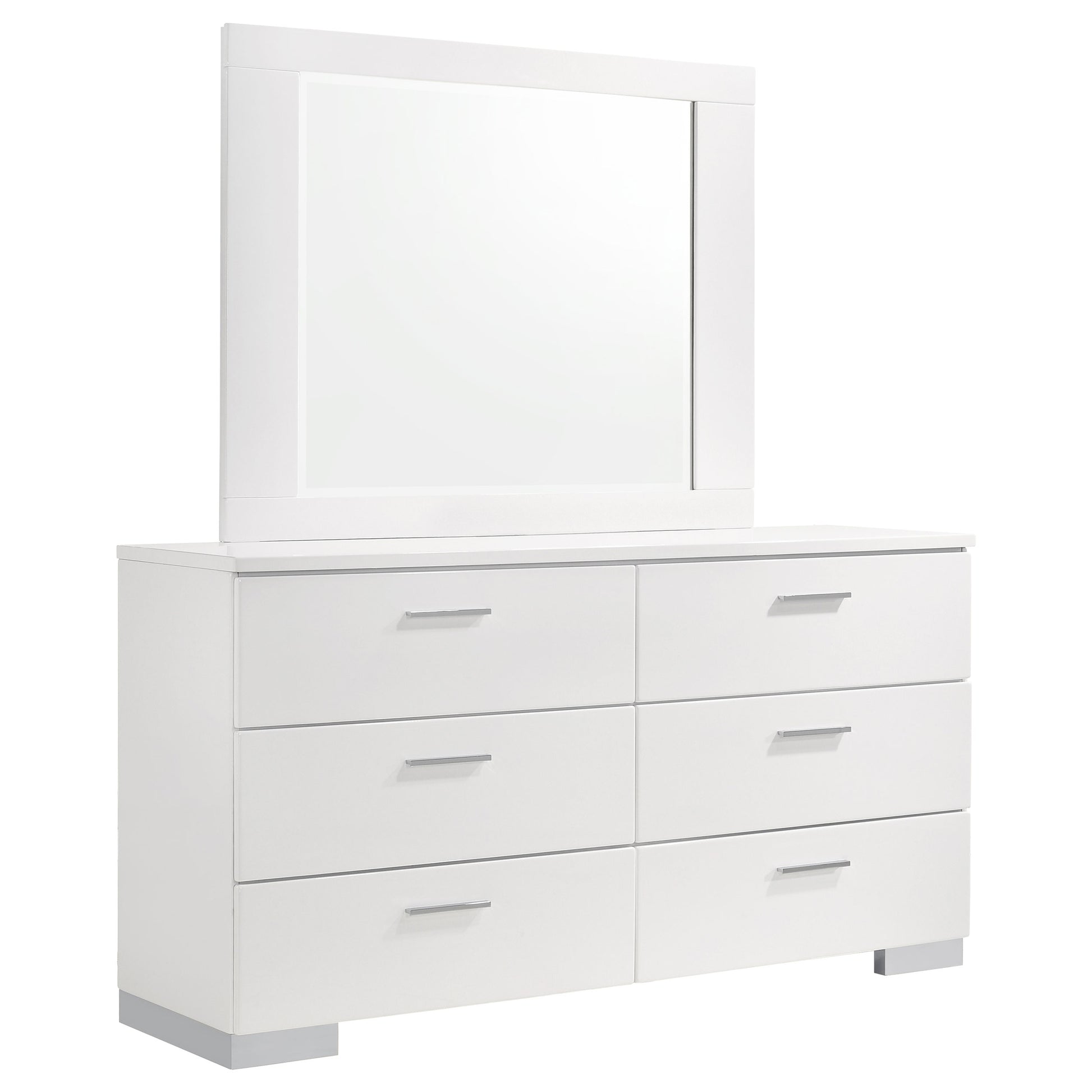 white high gloss dresser Felicity 6-drawer Wood Dresser with Mirror White High Gloss – Longstreet Living