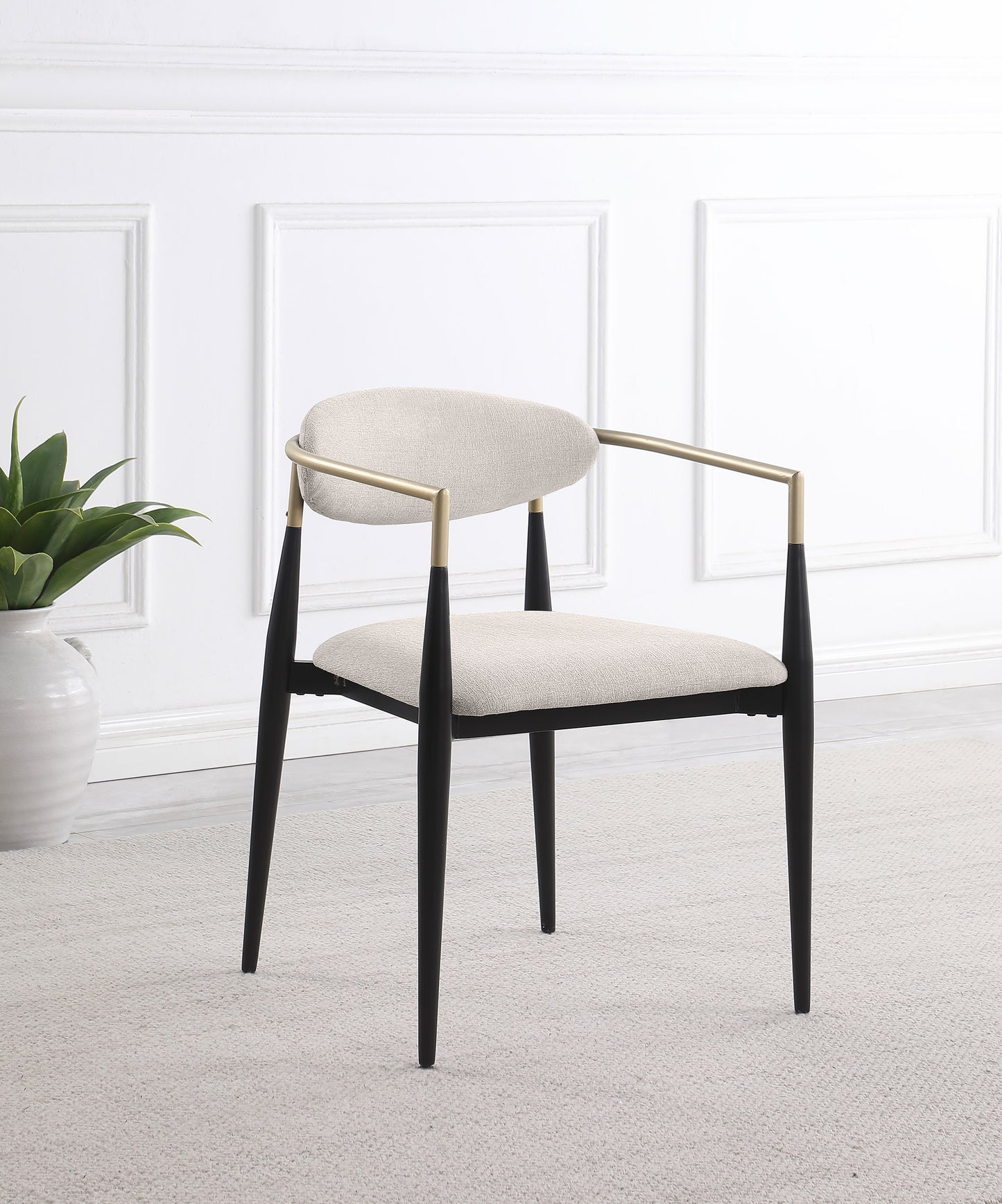 Bradbury Fabric Upholstered Dining Arm Chair Beige (Set of 2)