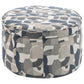 Tomkins Oval Upholstered Storage Ottoman Indigo Blue