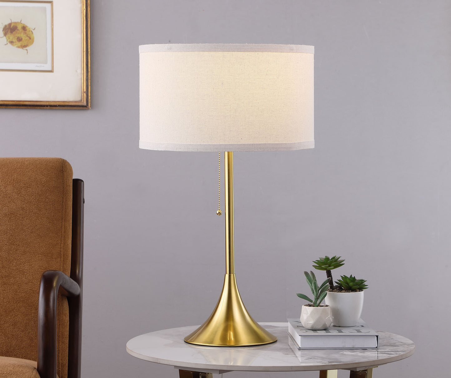 Elmira 24 inch Drum Shade Metal Table Lamp Gold Longstreet Living