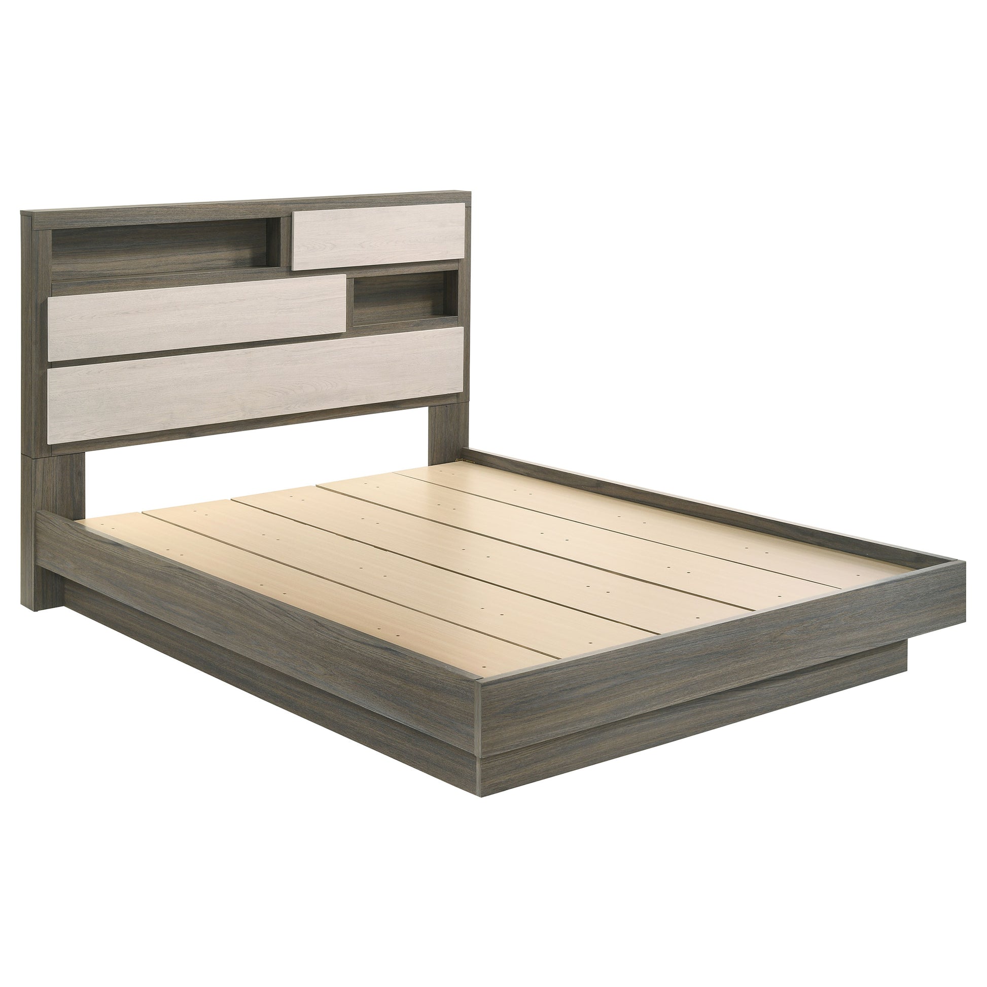 Fenwick California King Bed Bookcase Headboard Grey Oak Longstreet Living