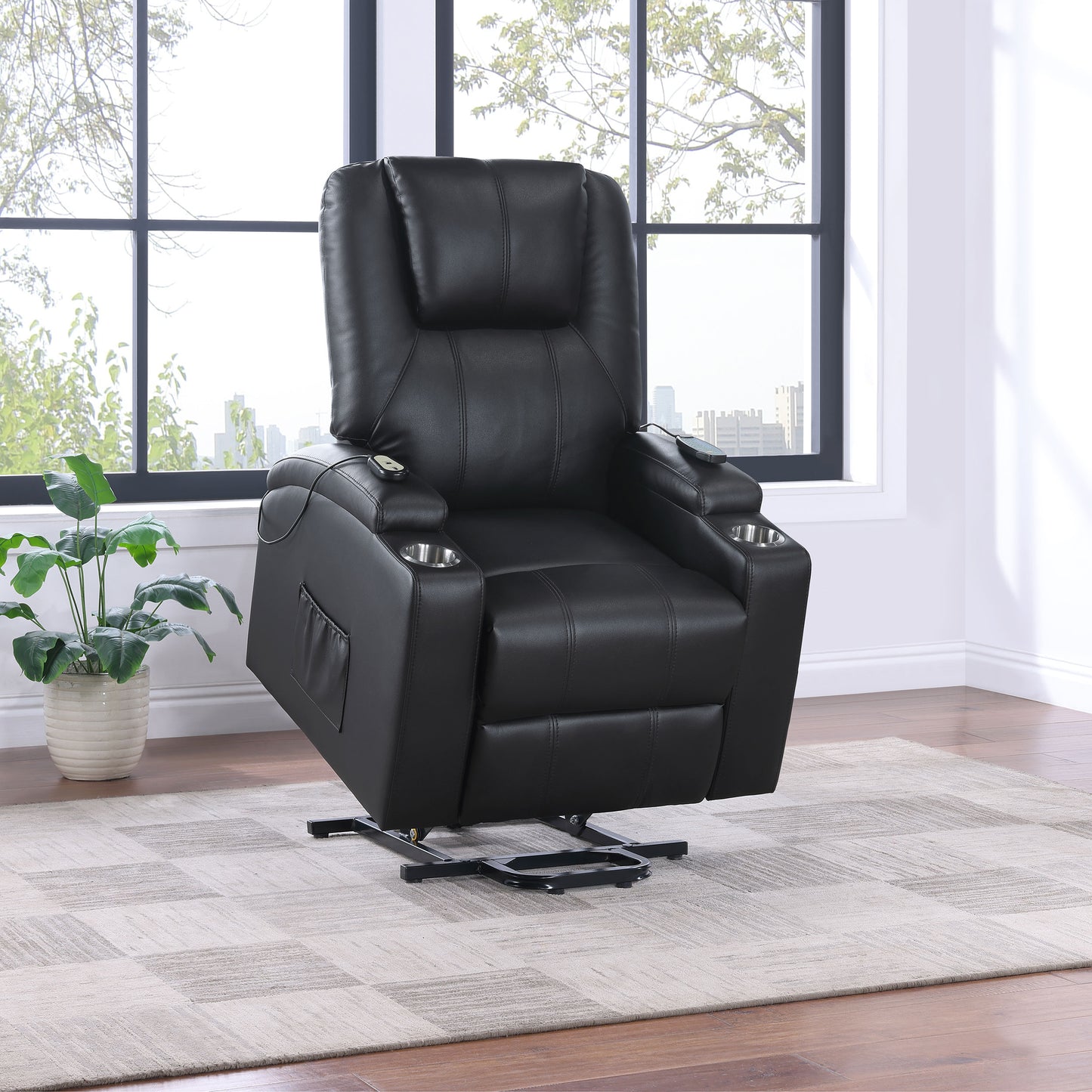 Armstrong Upholstered Power Lift Massage Recliner Espresso