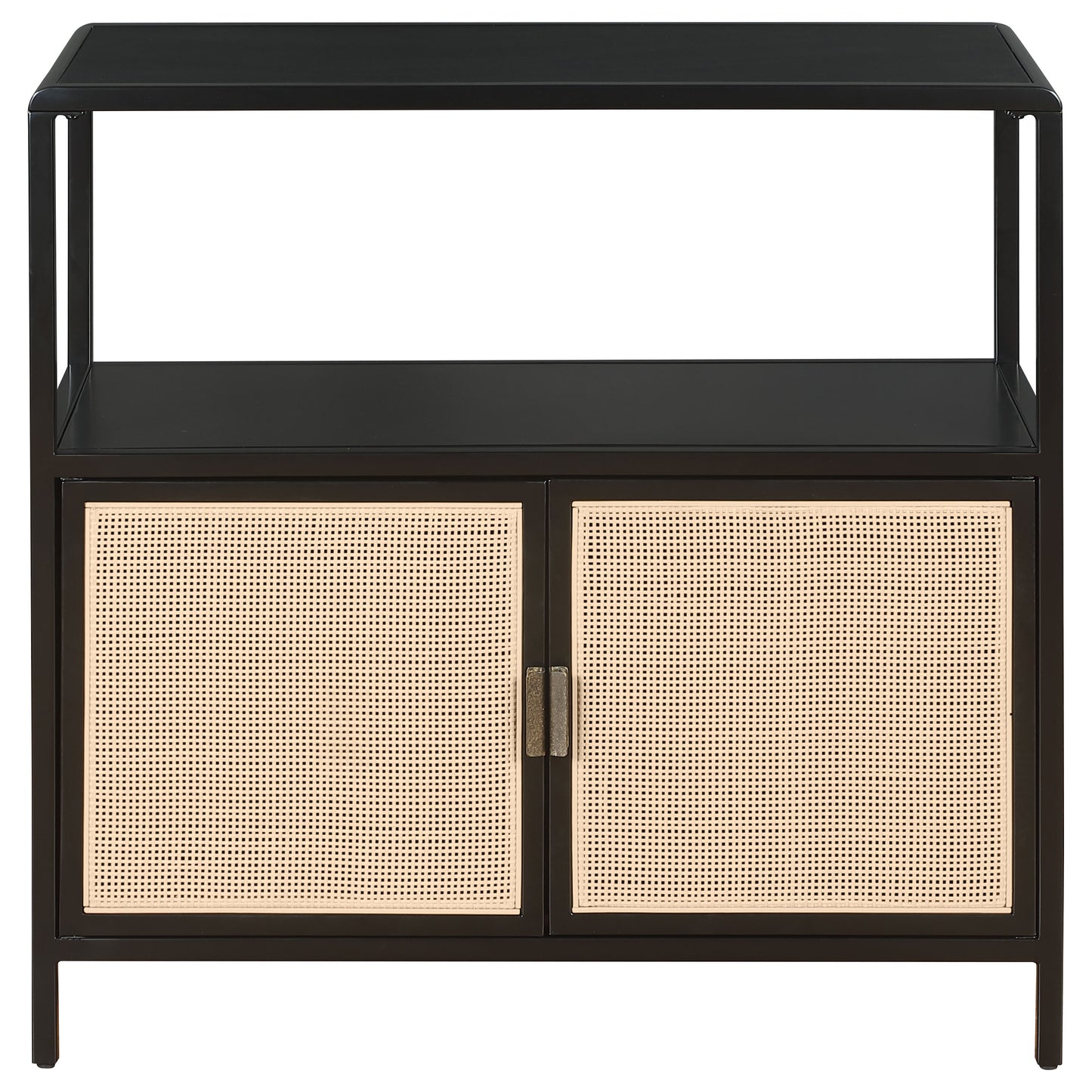 Amherst 2-door Radio Weave Cane Metal Accent Cabinet Black