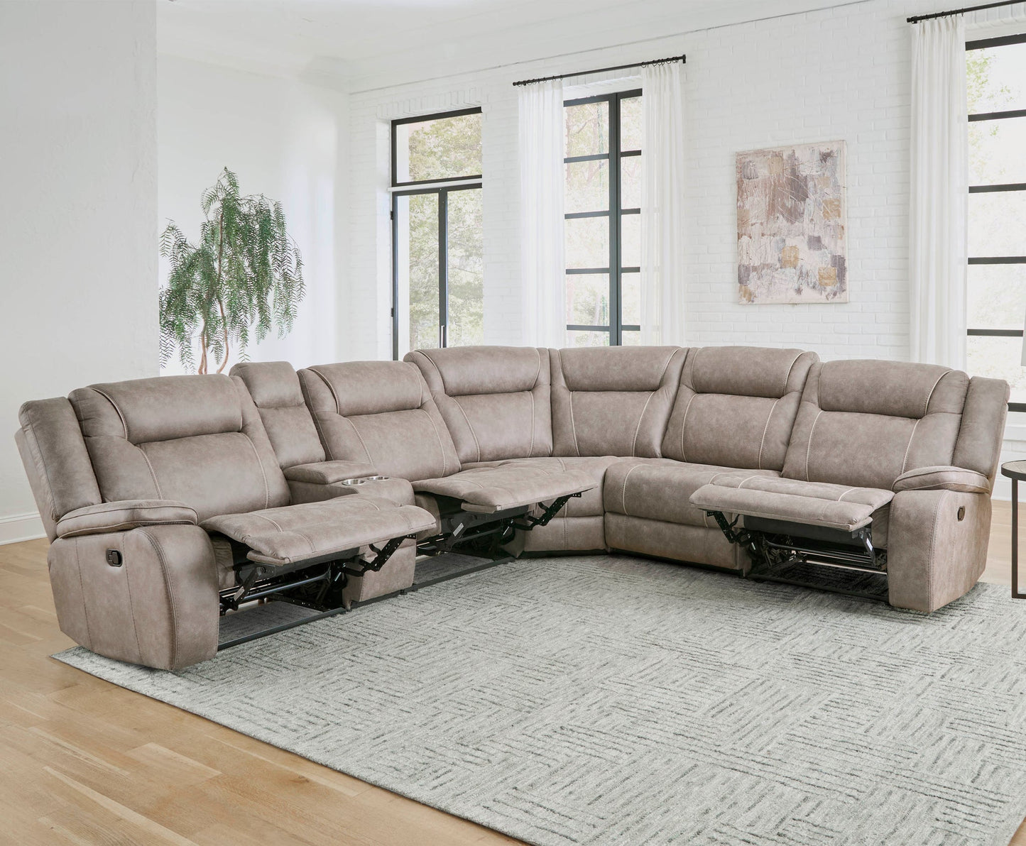 BLAKE - DESERT TAUPE 6PC MODULAR RECLINING SECTIONAL WITH CONSOLE