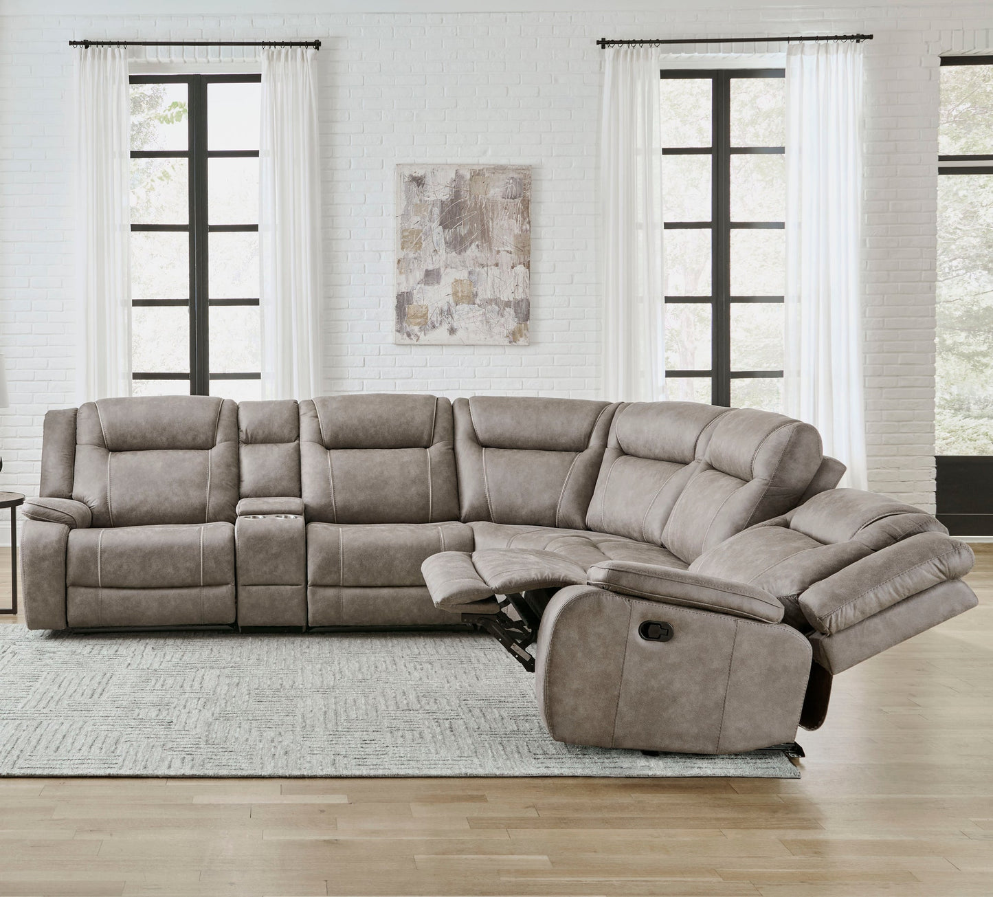 BLAKE - DESERT TAUPE 6PC MODULAR RECLINING SECTIONAL WITH CONSOLE