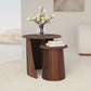 Yency 2-piece Round Mango Wood Nesting Table Set Dark Brown Mango