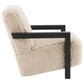 Fitzroy Faux Fur Upholstered Chair Solid Wood Arms Latte