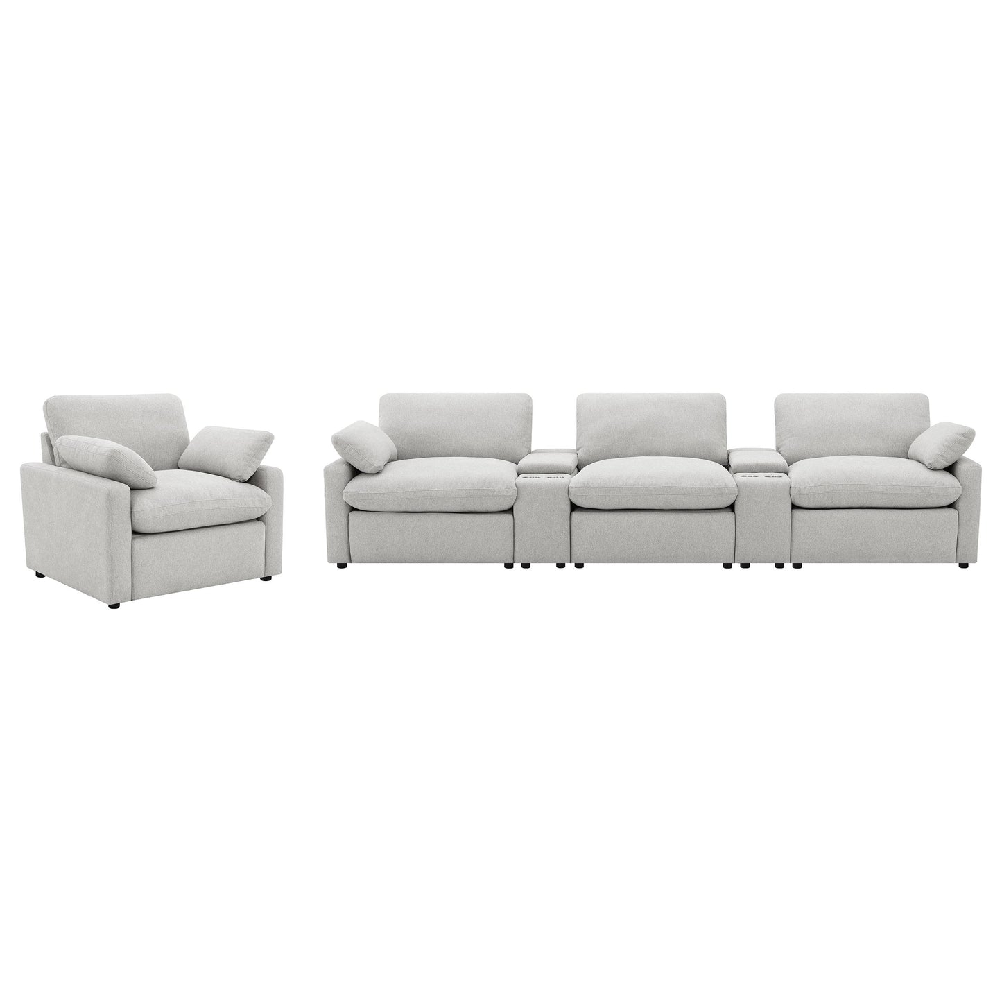 Collins 5-Piece Power Reclining Home Theater Seating Grey