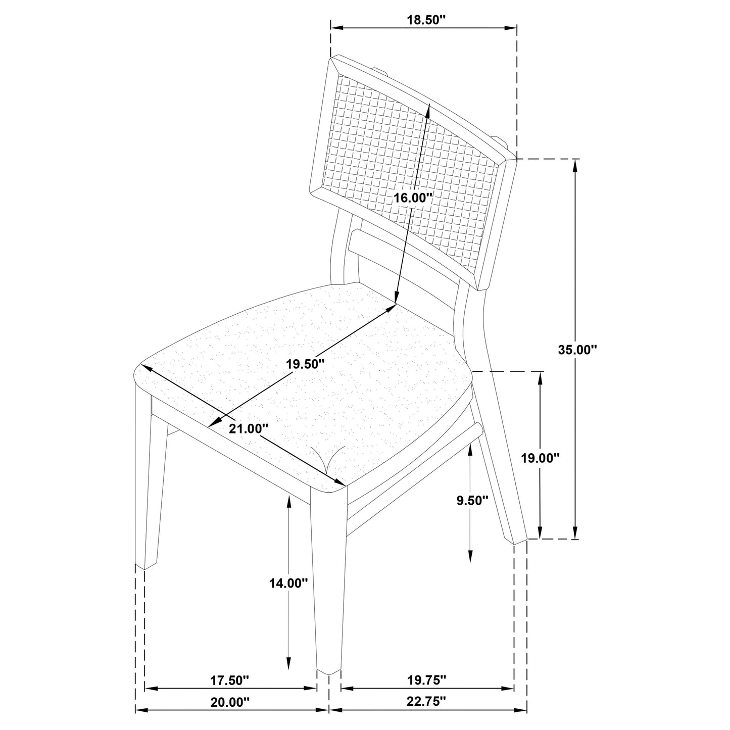 Kailani Rattan Cane Dining Side Chair Beige Oak (Set of 2)