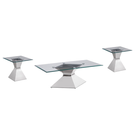 Jenny 3-piece Rectangular Coffee and End Table Set Chrome