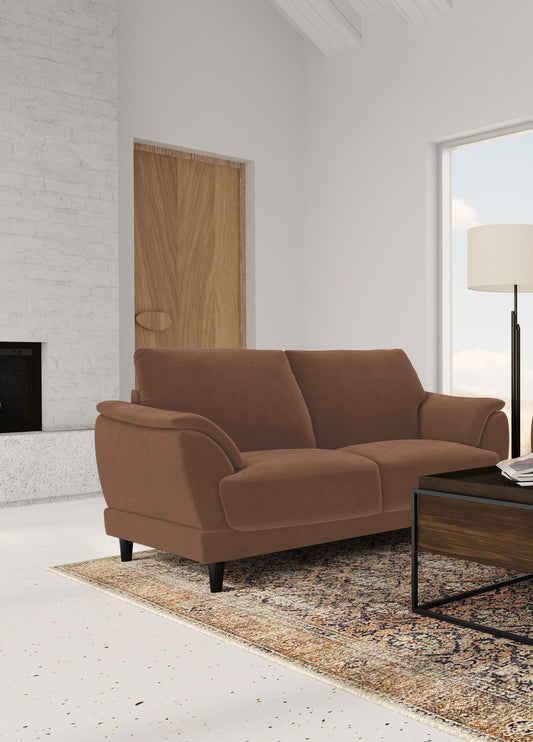 Selma Velvet Upholstered Crescent Arm Loveseat Rust