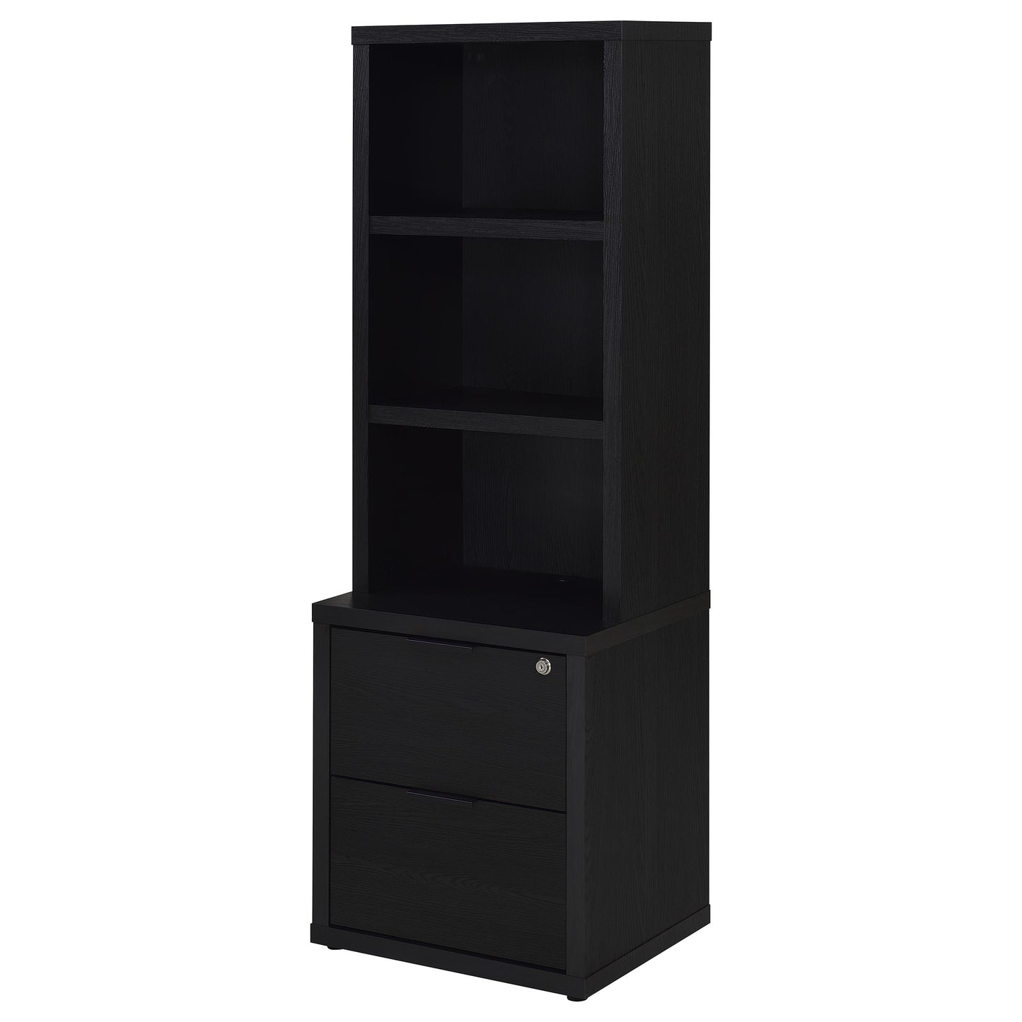 Westpark 3-shelf Bookcase USB and Lockable Drawer Black