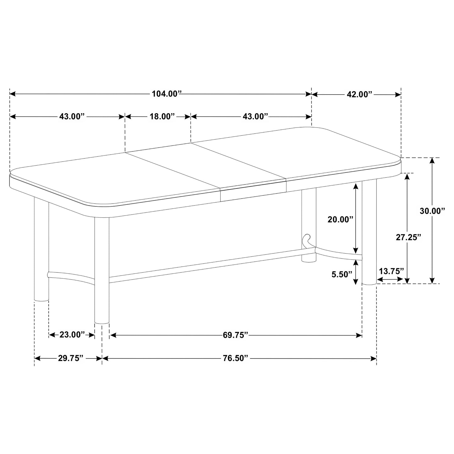 Arini 104-inch Extension Leaf Dining Table Sand Wash
