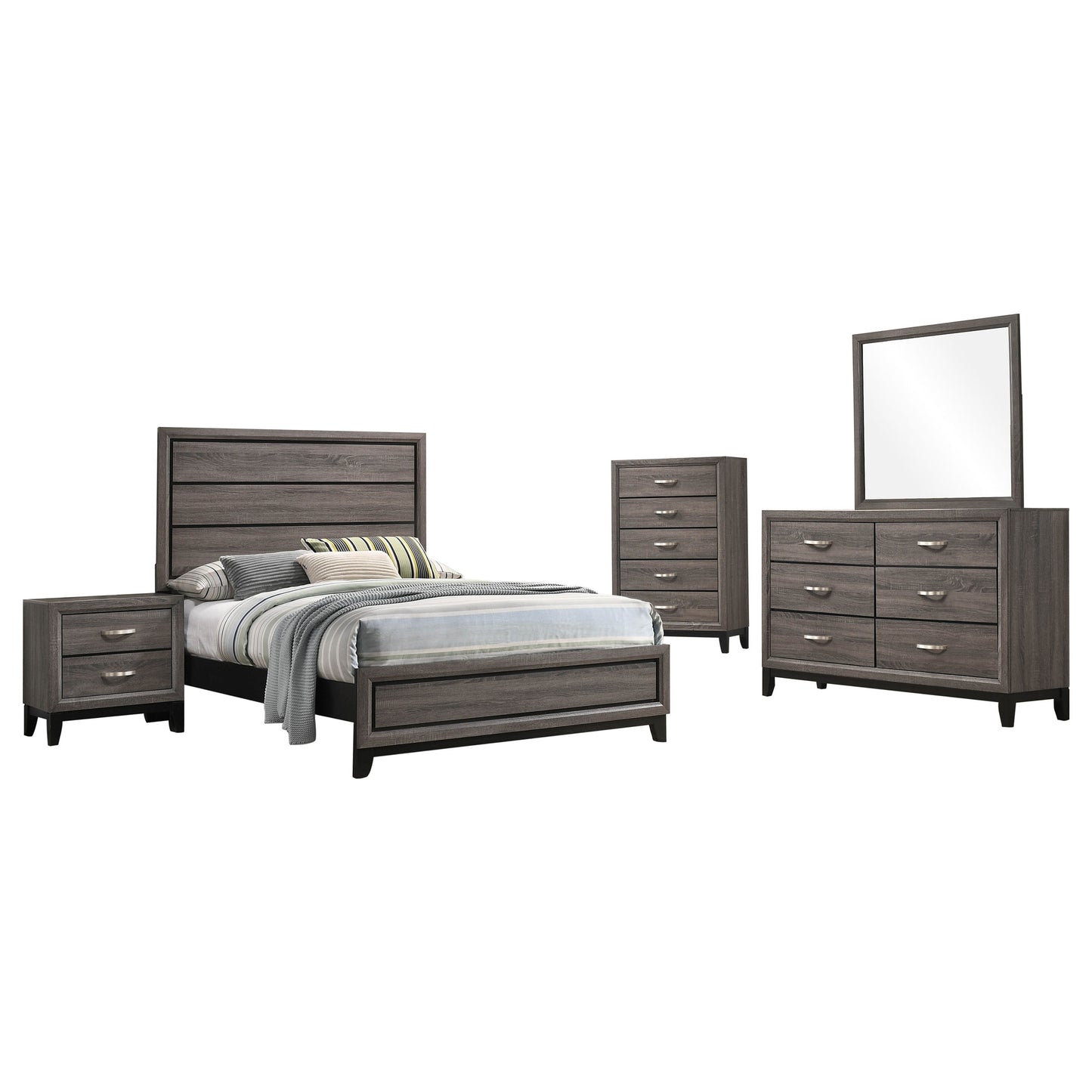 Watson Five-piece Full Bedroom Set Grey Oak
