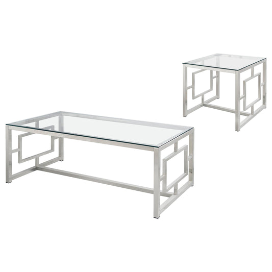 Merced 2-piece Rectangular Coffee and End Table Set Nickel