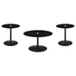 Ganso 3-piece Round Glass Top Coffee and End Table Set Black