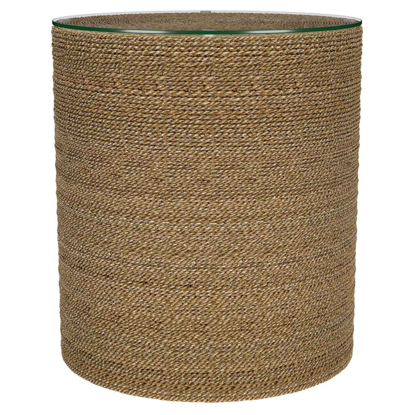 Halden Round Woven Seagrass Accent Side Table Light Brown