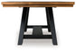 Wooden table with a dark base on a white background