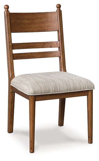 brown upholstered dining side chair