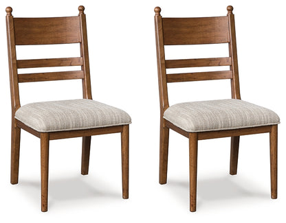 2 brown upholstered dining side chair