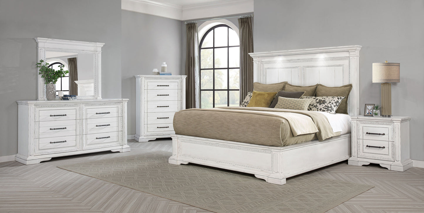 McKinney Eastern King LED Light Panel Bed Vintage White