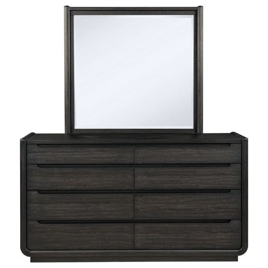 Leandro 8-drawer Bedroom Dresser with Mirror Burnished Black