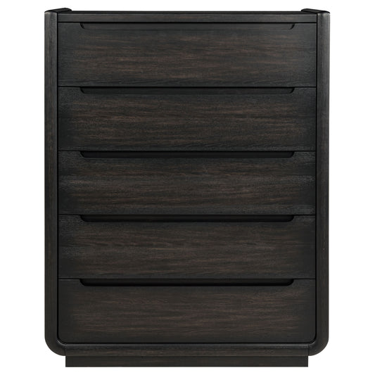 Leandro 5-drawer Bedroom Chest of Drawers Burnished Black