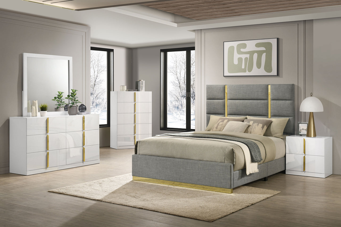 Ines 6-drawer Bedroom Dresser Cabinet White High Gloss