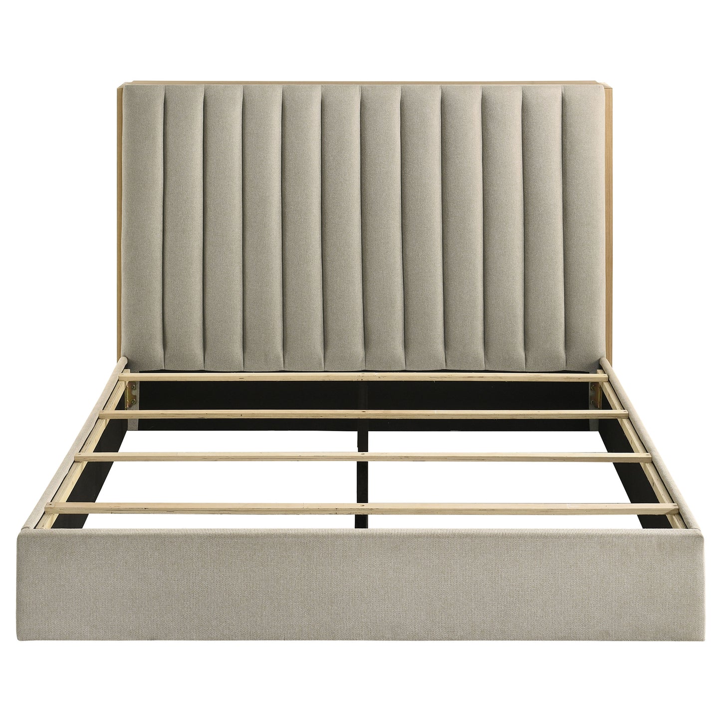 Arielle Eastern King Bookcase Panel Storage Bed Light Oak