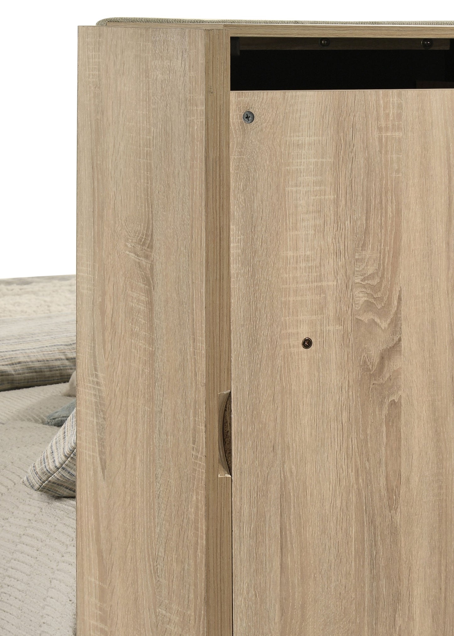 Arielle Eastern King Bookcase Panel Storage Bed Light Oak