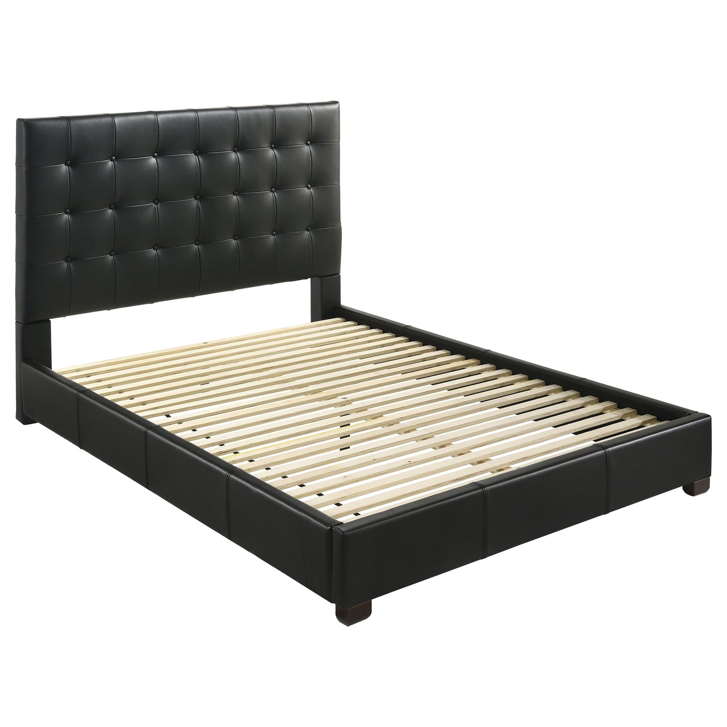 Medley Genuine Leather Queen Panel Platform Bed Black