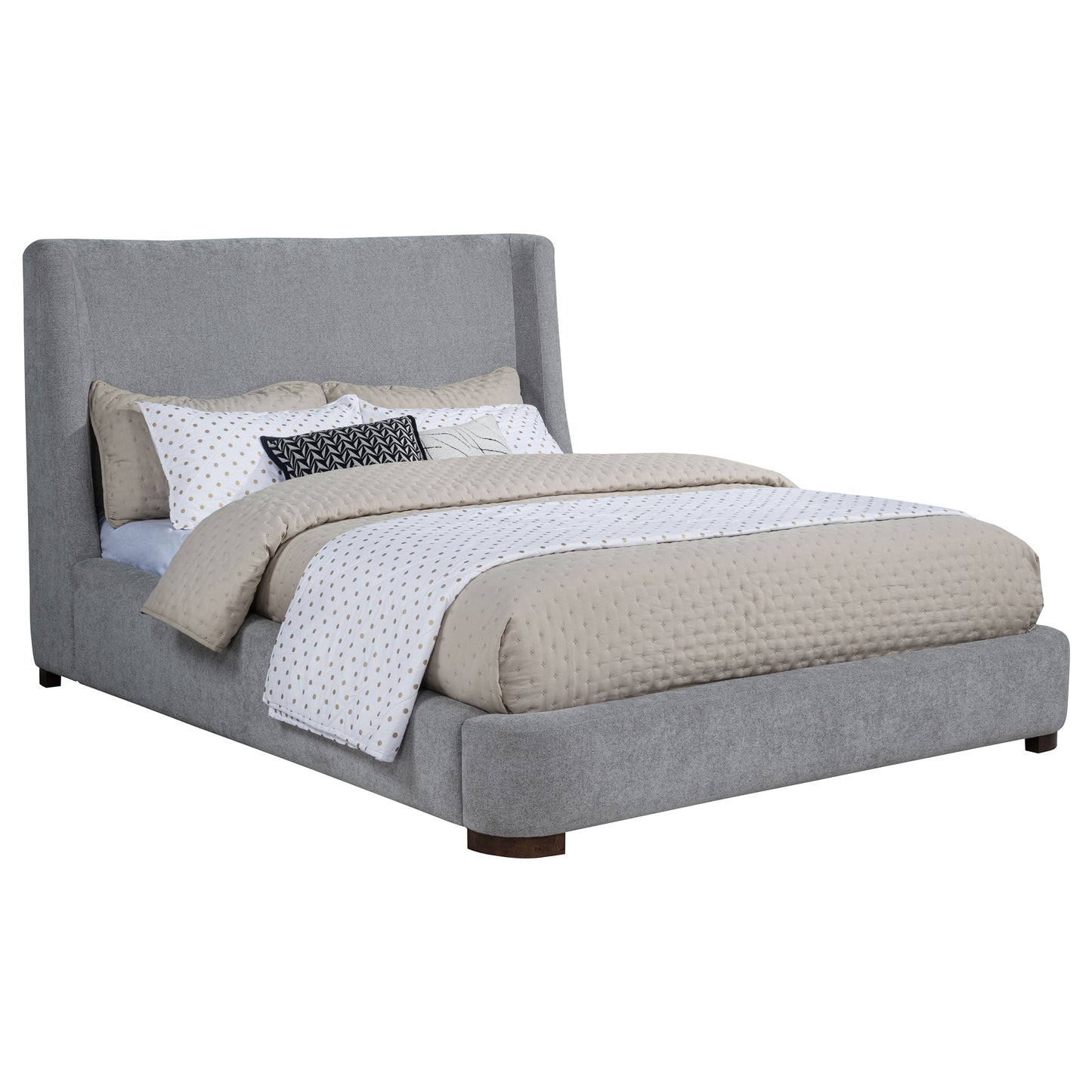 Rennes Upholstered Queen Wingback Platform Bed Grey