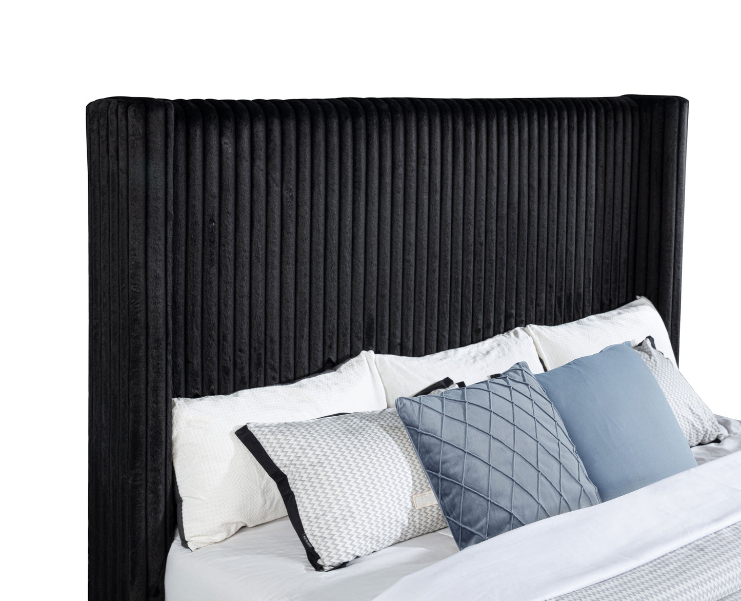 Centergrove Upholstered Queen Wingback TV Bed Black