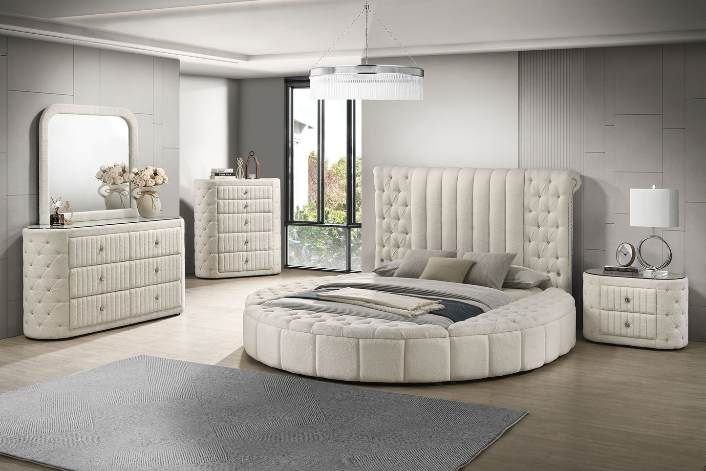 Sonya Upholstered Bedroom Dresser Mirror Ivory