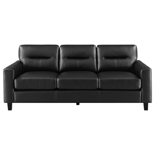 Scotland Faux Leather Upholstered Track Arm Sofa Black