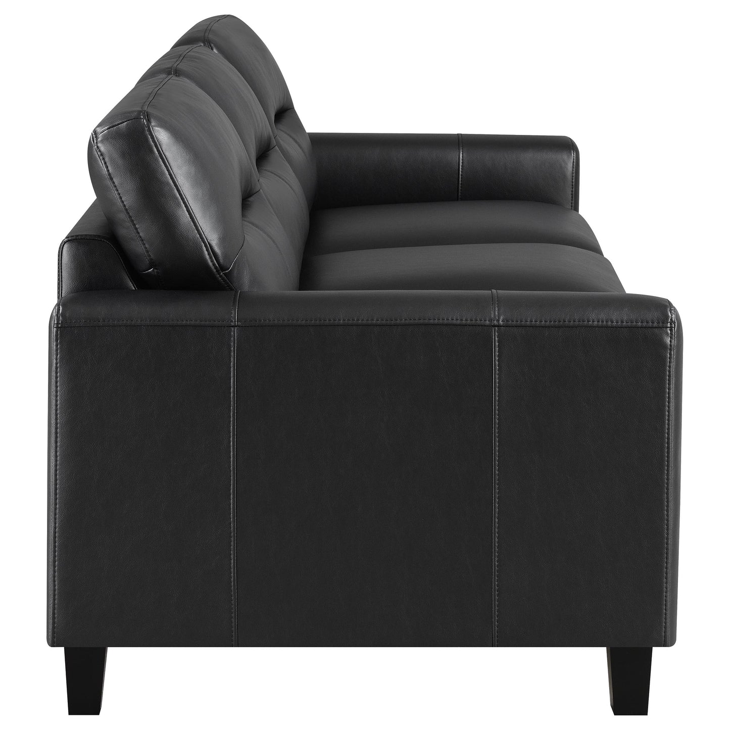 Scotland 2-piece Faux Leather Upholstered Sofa Set Black