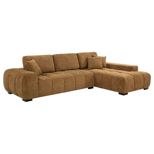 Octavia Upholstered Sectional Chaise Sofa Amber