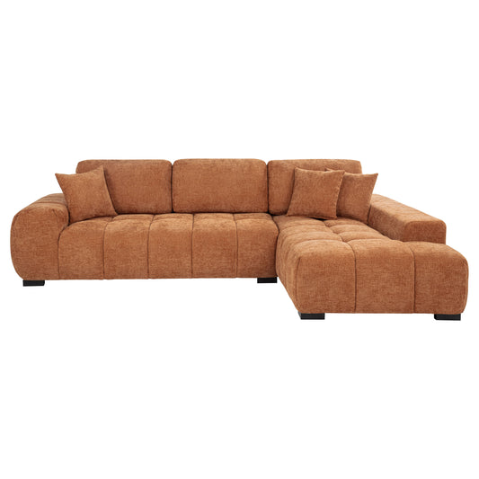 Octavia Upholstered Sectional Chaise Sofa Orange