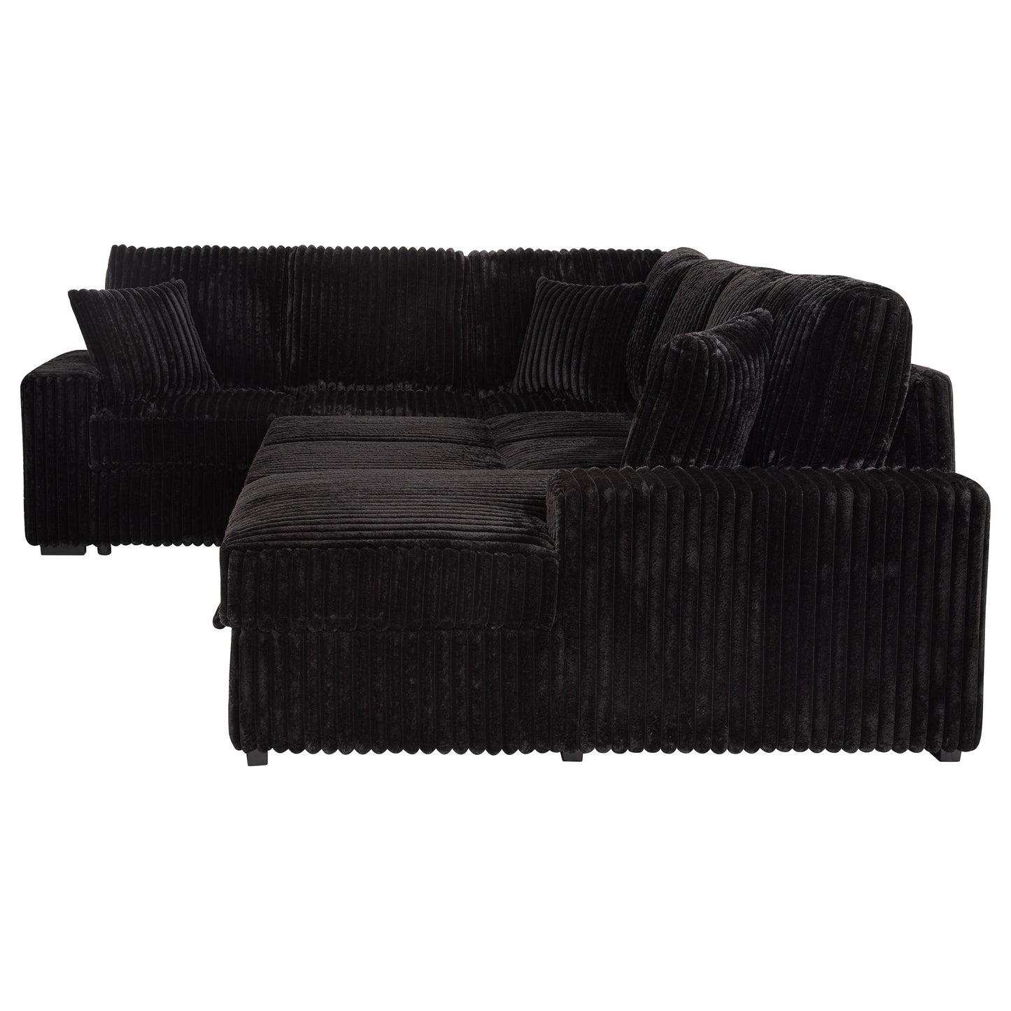 Devonshire Sleeper Sectional Sofa Storage Chaise Black