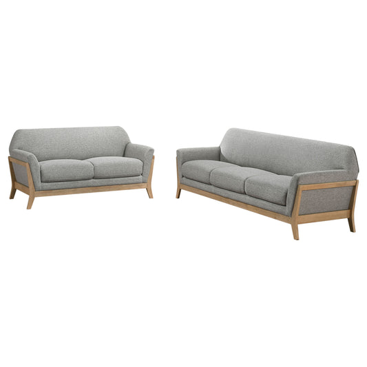 Vaughn 2-piece Fabric Upholstered Flared Arm Sofa Set Grey