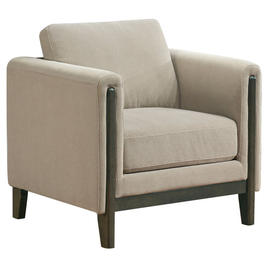 Islington Fabric Upholstered Panel Arm Accent Chair Taupe