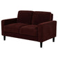 Ruth Fabric Upholstered Track Arm Loveseat Rust Red