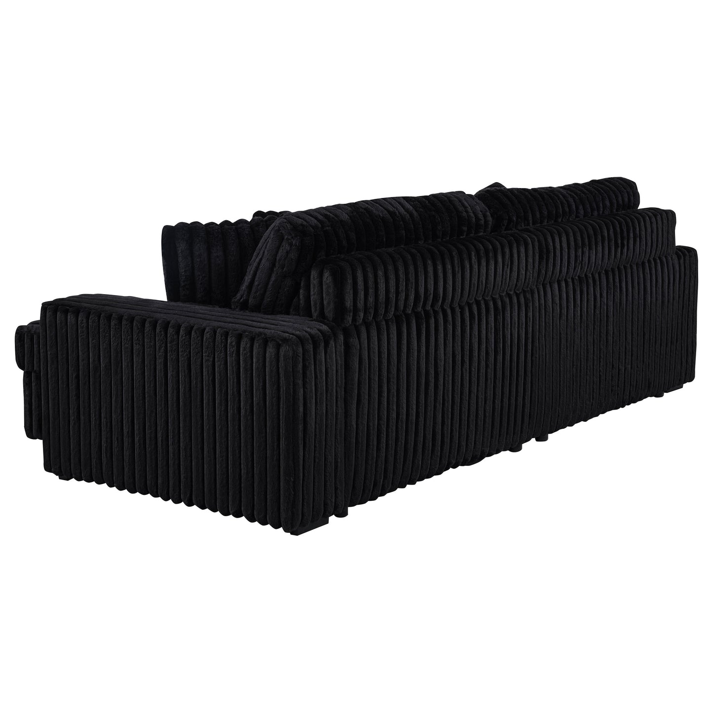 Jacana Corduroy Upholstered Dual Power Chaise Sofa Black