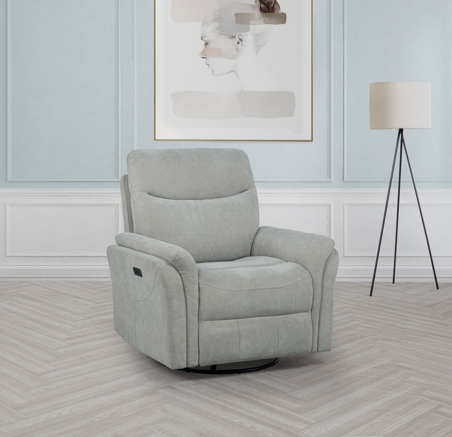 Adler Upholstered Power Swivel Glider Recliner Ivory
