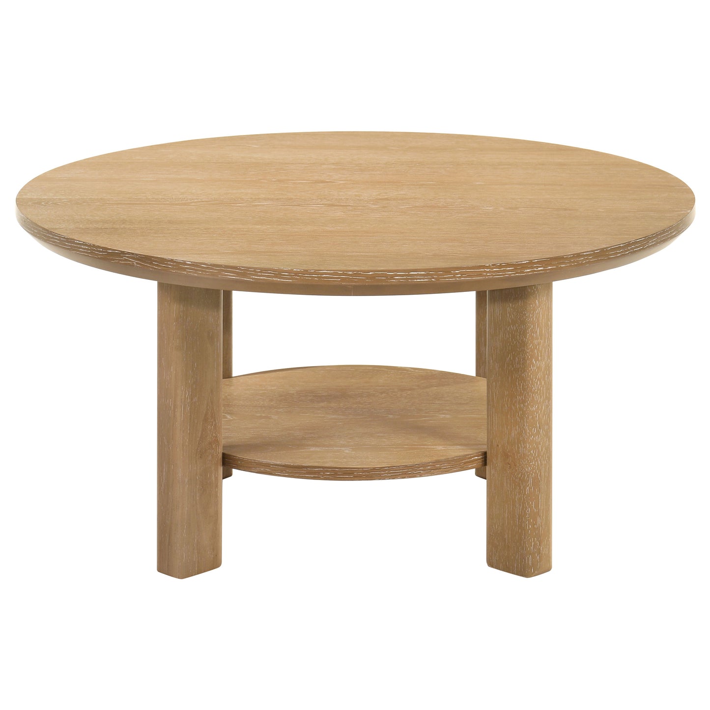 Ottowa 3-piece Round Wood Coffee Table Set Washed Oak