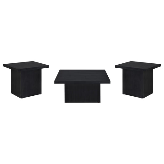 Devar 3-piece Square Cocktail Coffee End Table Set Black